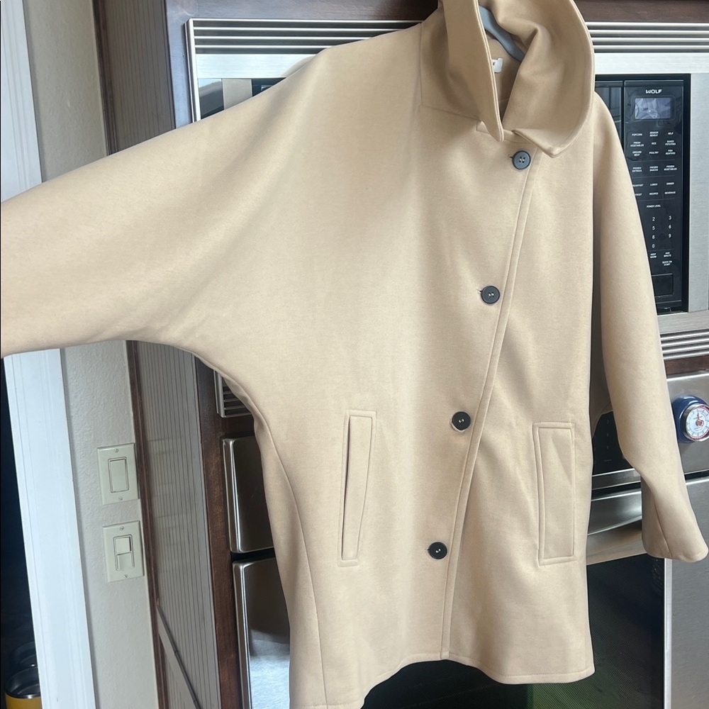 Commense Khaki Solid Pocket Button Coat Jacket Pe… - image 4